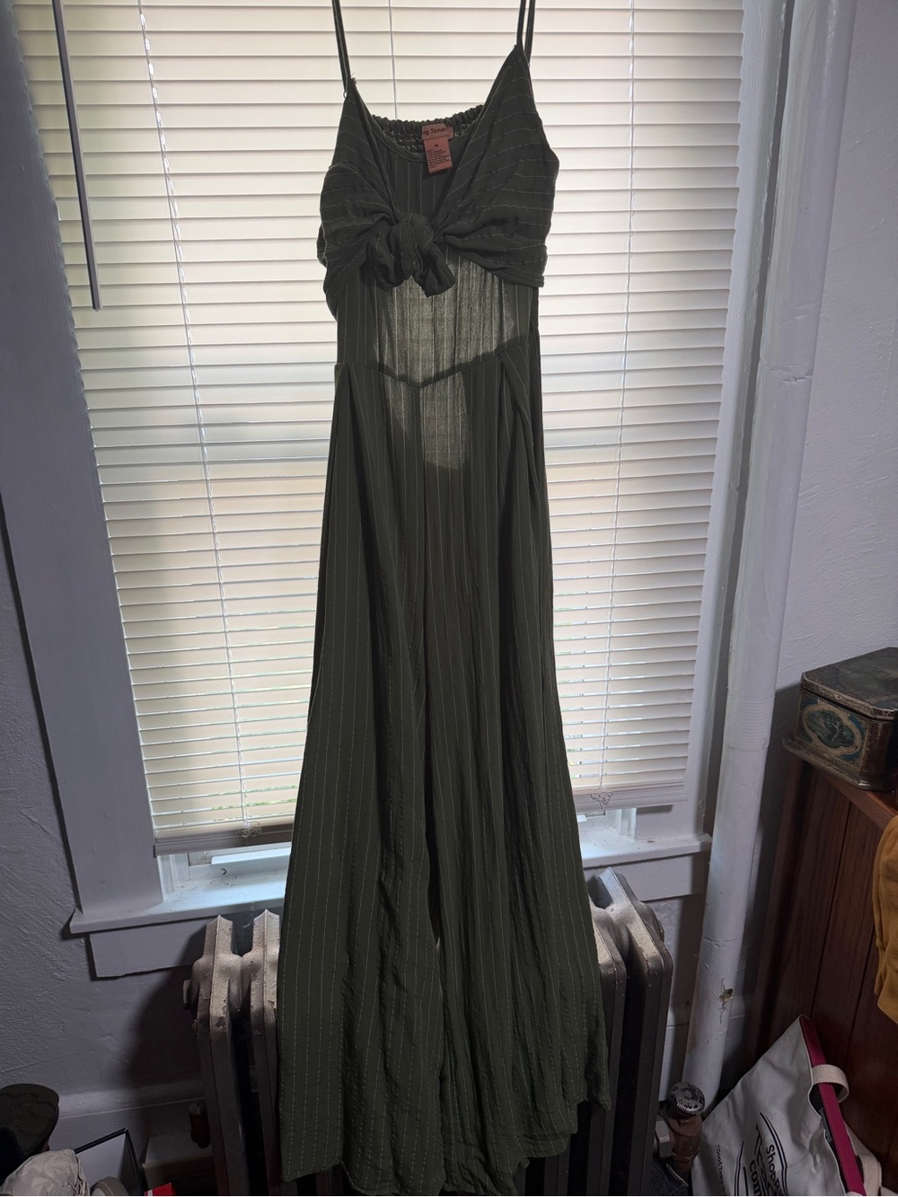 Flying Tomato Olive Green Strappy Maxi Jumpsuit with Knot Front